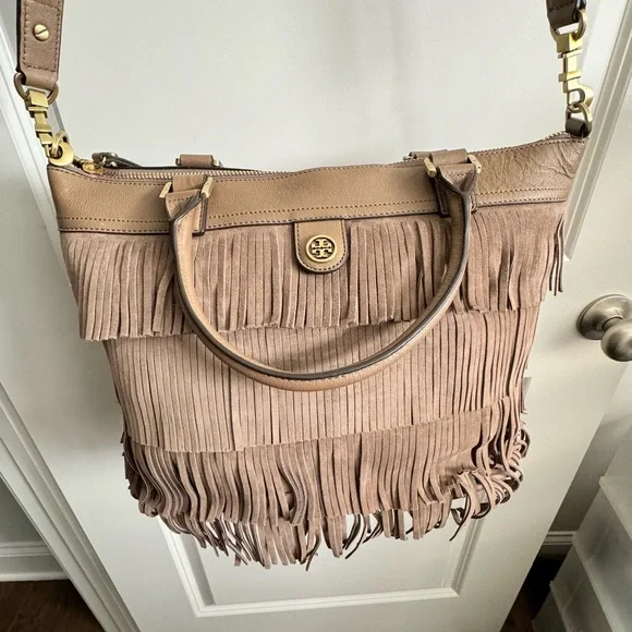 Tory burch taupe handbag online
